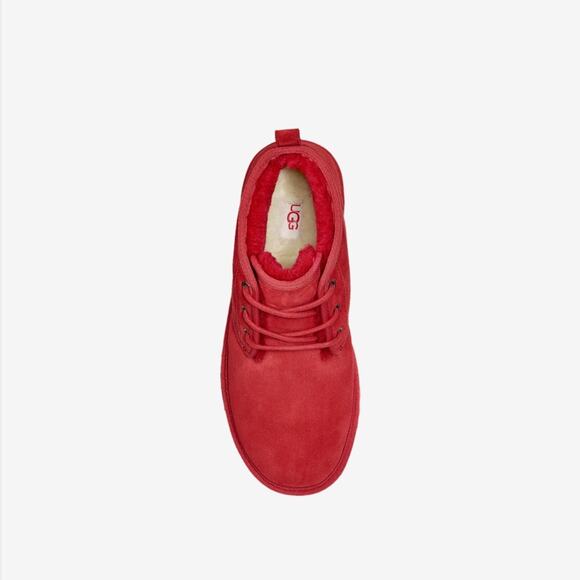 NEW UGG Suede Fur Lined Neumal Boot Lace Up Chukka Ankle Booties Samba Red 9 main image 15